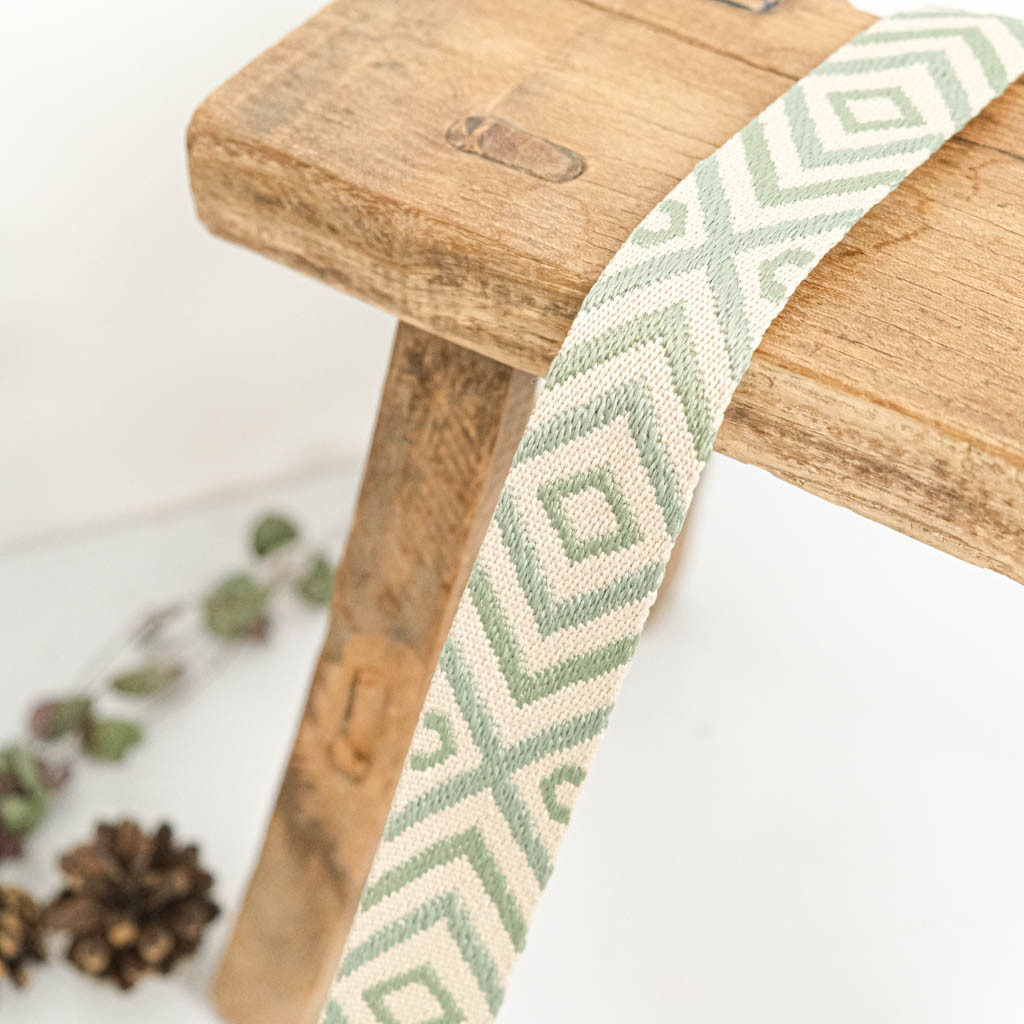 Green Tricolor Diamond-Patterned Strap - Maison Klem